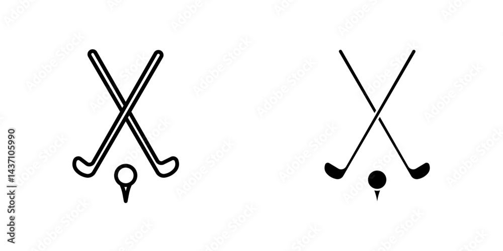 Fototapeta premium Golf club flat simple vector icons illustration set.