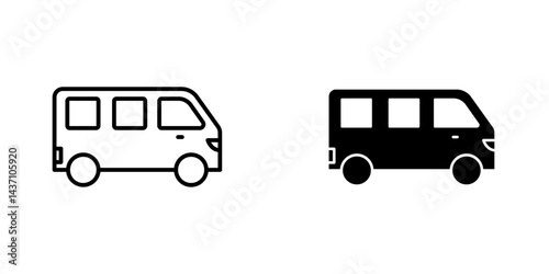 Van flat simple vector icons illustration set.