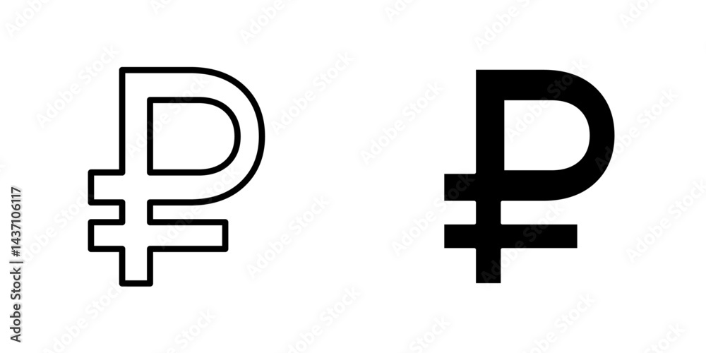 Obraz premium Ruble flat simple vector icons illustration set.