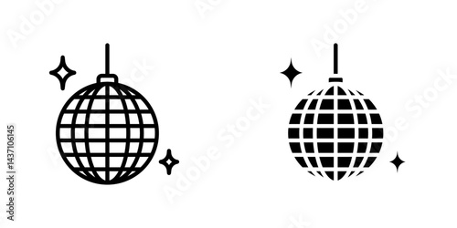 Disco ball flat simple vector icons illustration set.