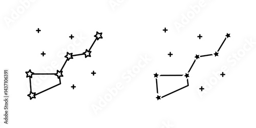 Constellation flat simple vector icons illustration set.