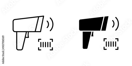 Scanner gun flat simple vector icons illustration set.