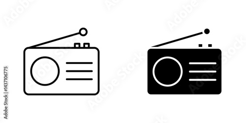 Radio flat simple vector icons illustration set.