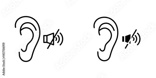 Ear deaf flat simple vector icons illustration set.