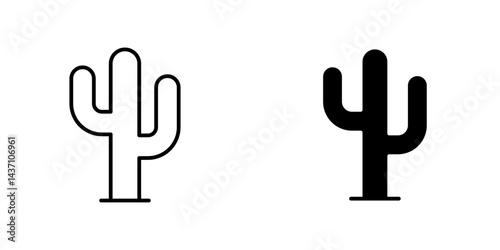 Cactus flat simple vector icons illustration set.