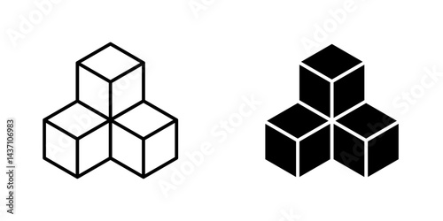 Cubes flat simple vector icons illustration set.