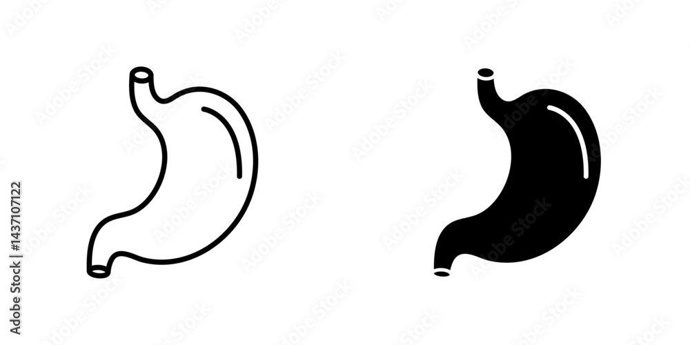 Fototapeta premium Stomach flat simple vector icons illustration set.