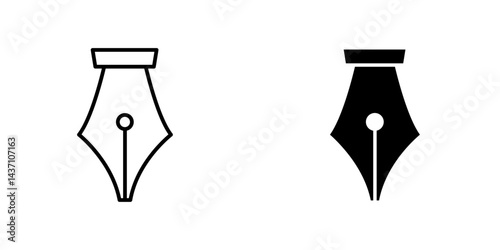 Pen nib flat simple vector icons illustration set.
