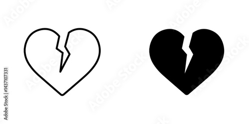 Heart Crack flat simple vector icons illustration set.