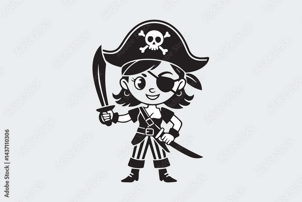 pirate girl illustration vector pirate girl illustration vector