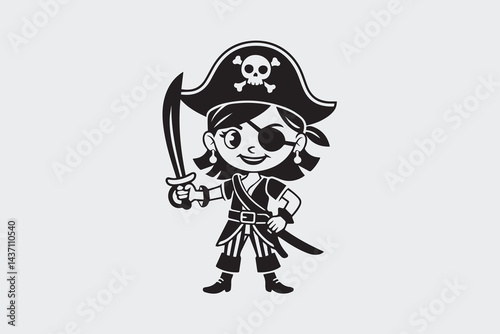 pirate girl illustration vector