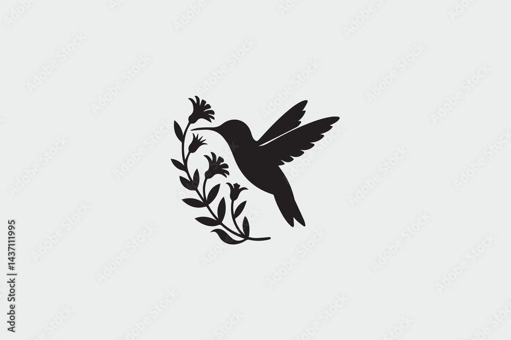 Fototapeta premium hummingbird silhouette illustration vector