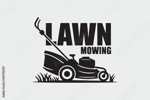 lawn mowing illustration vector