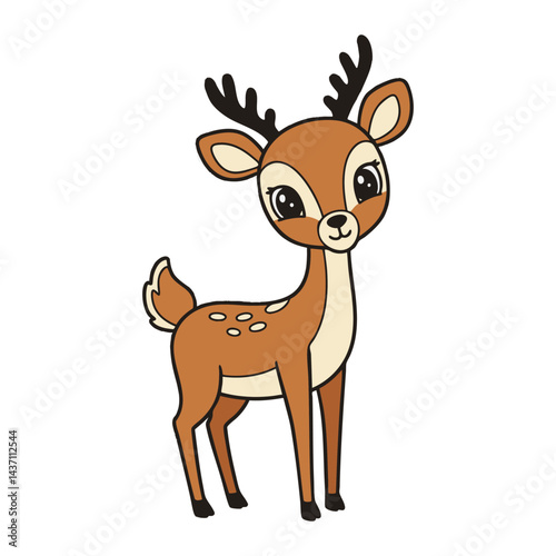 Kawaii Deer Illustration Sweet Forest Animal Clipart for Kids