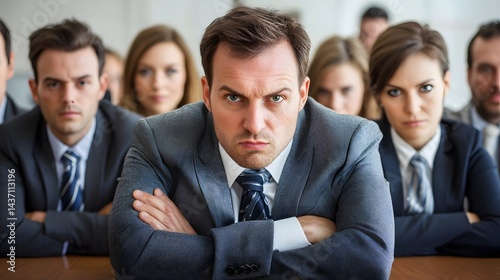 Focused disapproval of a professional gathering.