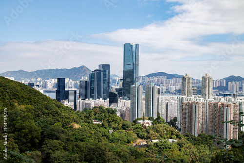 Obraz na płótnie Expansive View of Hong Kong Cityscape from Mountain Top w salonie