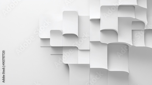 Abstract white 3D layered geometric panels