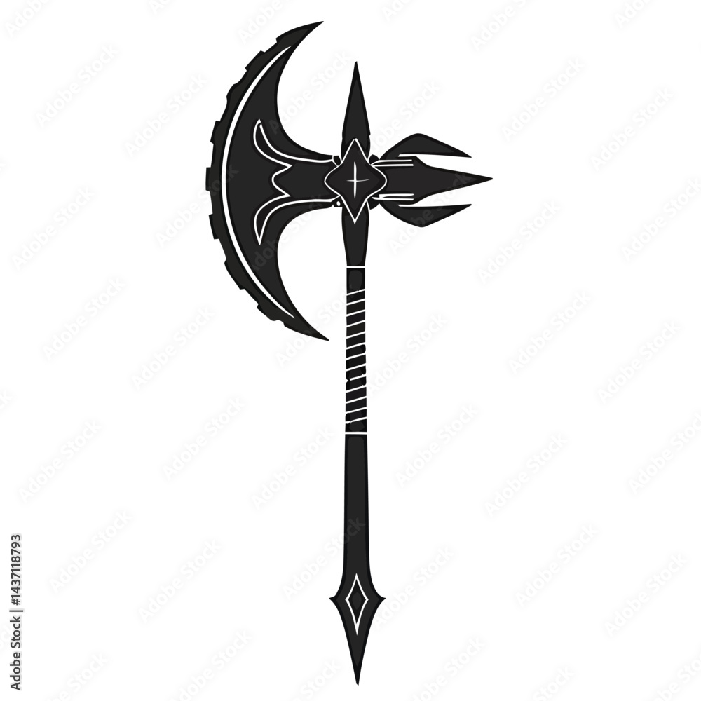 Fototapeta premium Fantasy Battle Axe Vector Set of Medieval Weapon Logo Design V9