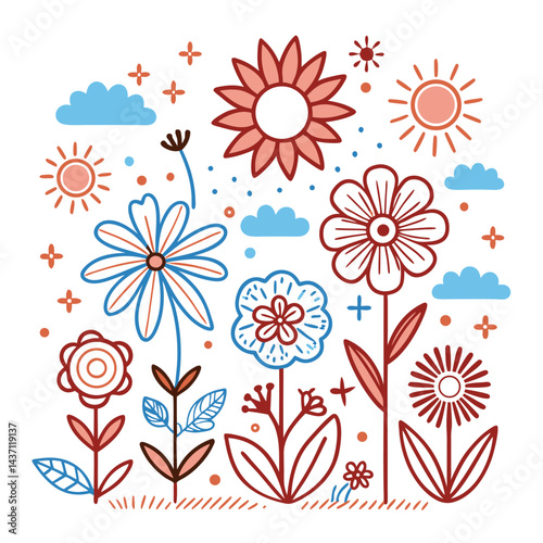 Summer Meadow With Butterflies Lavender At Sunrise Beautiful red tulip border at light green background Flowers composition. Floral pattern made of various bright autumn flowers on beige background. F