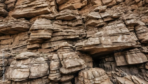 Layered Rock Face Texture Canyon Wall Rugged Stone Formation Natural Background
