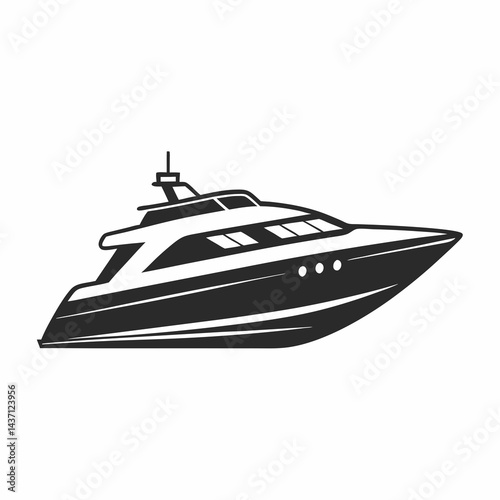 Minimalist Yacht Icon in Solid Black with Clean Geometric Shapes and Sleek Design vector