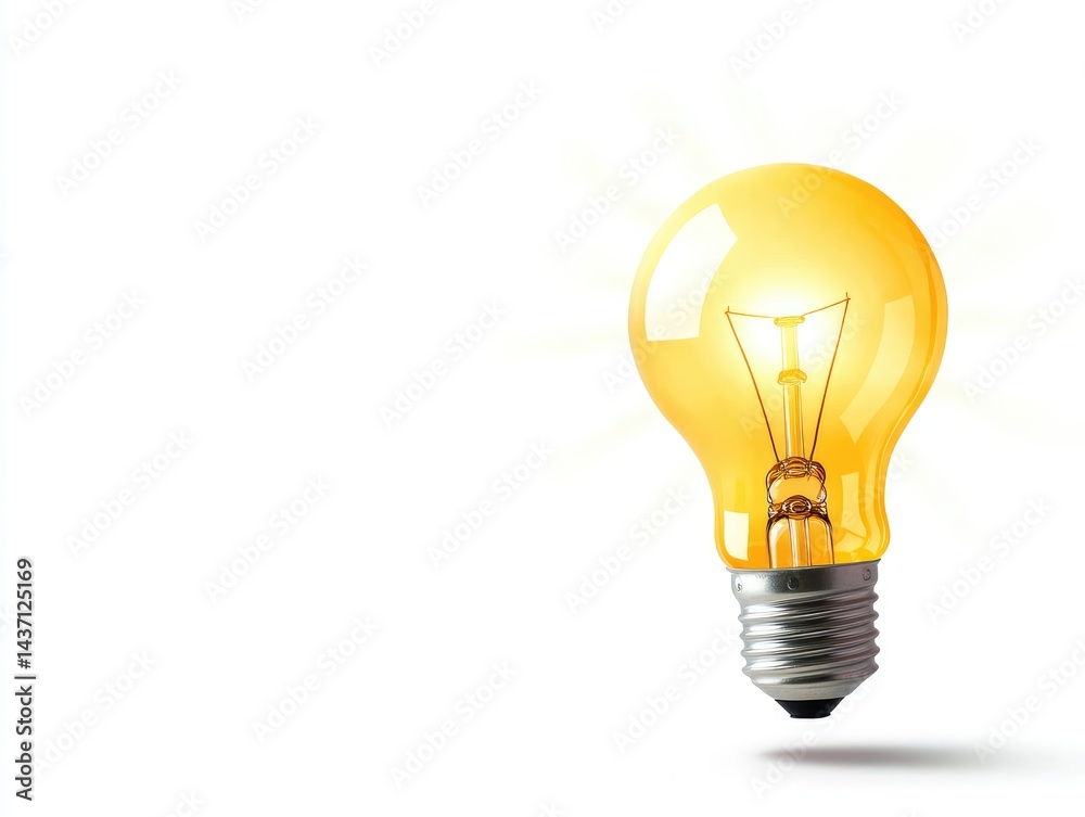 Illuminated light bulb on white background Illuminated light bulb on white background