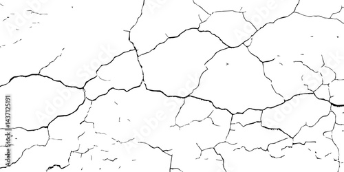 High-Resolution Vector Texture of Dry Cracked Earth with Transparent Background – Grunge Distressed Overlay Featuring Natural Split Lines and Soil Fractures	
