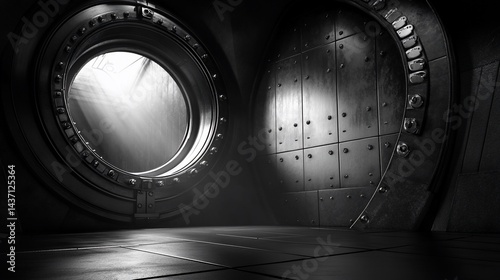 Interior Bank Vault, Light Raying Through Entrance