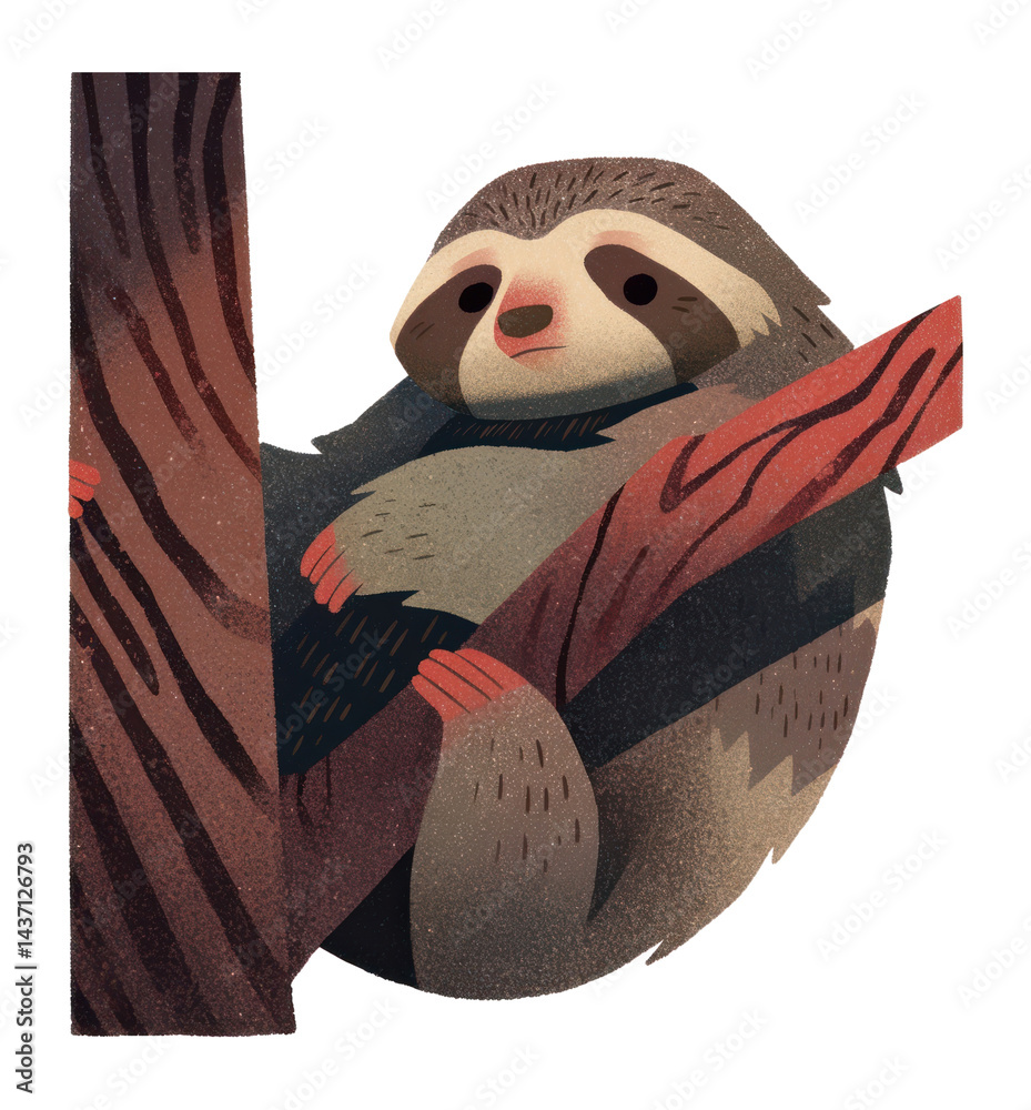 Fototapeta premium PNG Sloth illustration animal art.