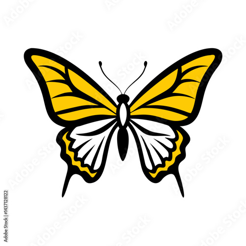 Beautiful Male Tiger Swallowtail Butterfly Isolated on White Background