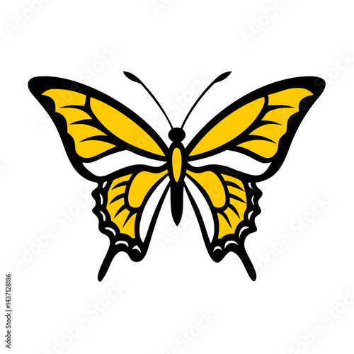 Beautiful Male Tiger Swallowtail Butterfly Isolated on White Background