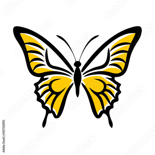 Beautiful Male Tiger Swallowtail Butterfly Isolated on White Background