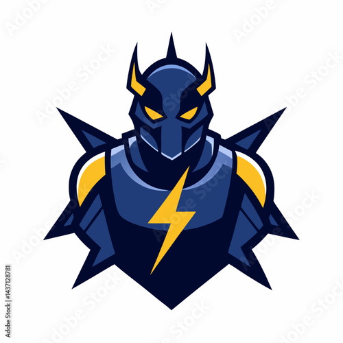 Electric Knight Mascot Logo Thunder Warrior in Blue Armor