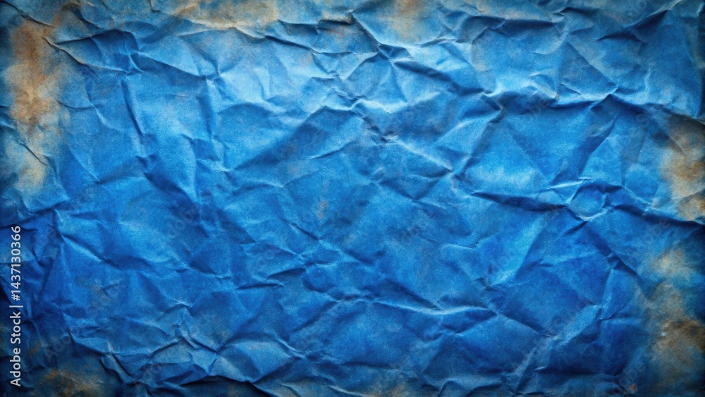 Fototapeta premium Deep Blue Crumpled Paper Texture Background A Vintage Design Element