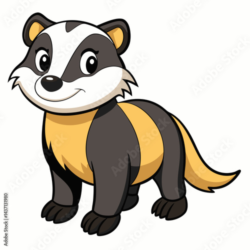 Cartoon honey badger isolated on white background
