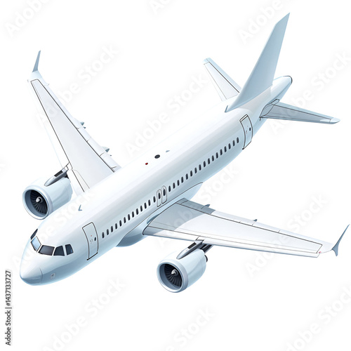 White airplane soaring against a black background representing flight travel and global transport