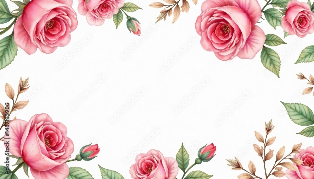 Delicate watercolor roses & leaves, repeating seamlessly , print, leaves Delicate watercolor roses & leaves, repeating seamlessly , print, leaves