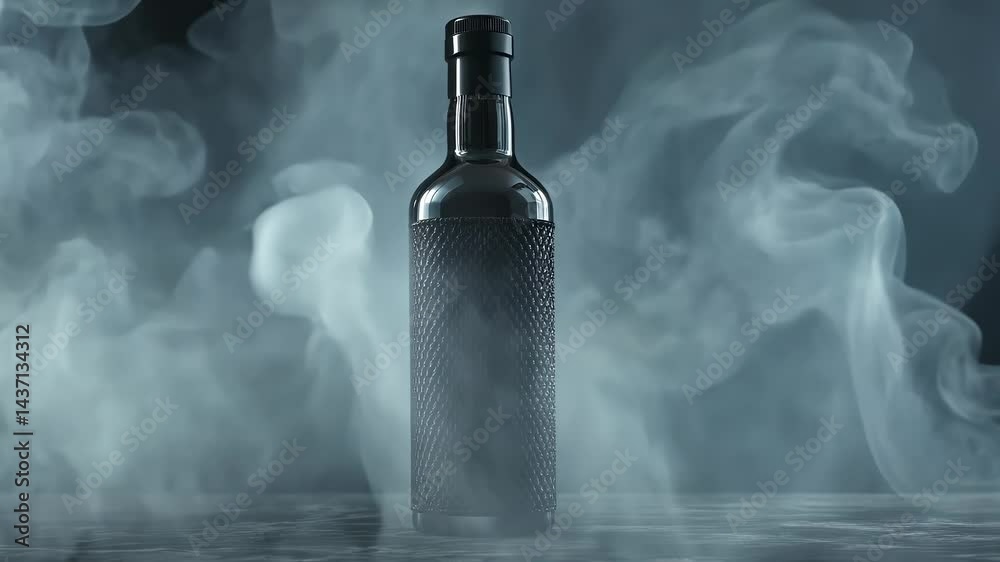 Dark bottle shrouded in smoke Dark bottle shrouded in smoke