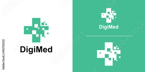 logo design plus and digital tech,logo design medical simple elegant