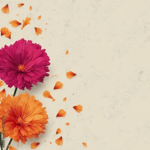 Vibrant Orange   Pink Flowers  Petals  Floral Background  Spring  Summer  Nature  Botany