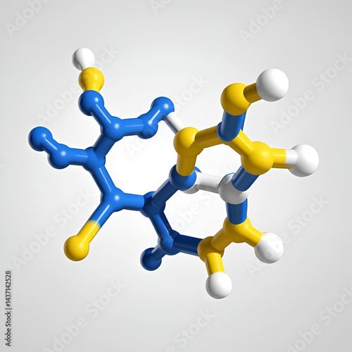 Thioglycolic acid, TGA, mercaptoacetic acid molecule. It is sulfur-containing carboxylic acid, used to make permanent wave solutions, depilatories. Molecular model. 3D rendering photo