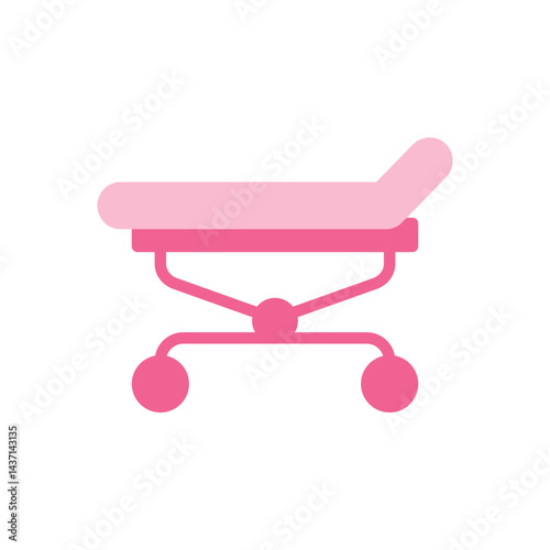Simple Pink Medical Examination Table Icon for Healthcare Symbols and Patient Treatment in a Modern Facility Setting