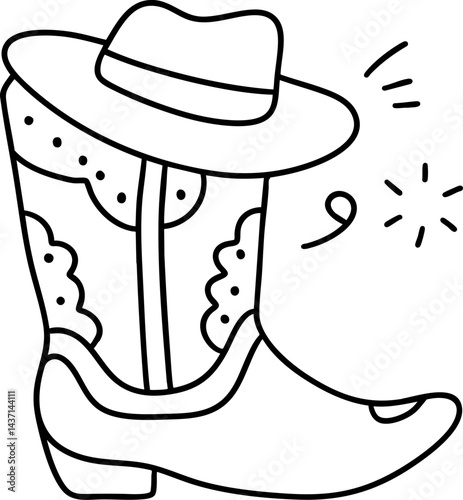 Stylish cowboy boots with classic hat create perfect western vibe that captures spirit of adventure and freedom