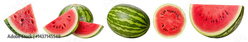 PNG Fresh juicy watermelon slices, element set on transparent background