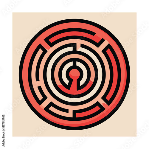 Circular labyrinth design clean geometric pattern