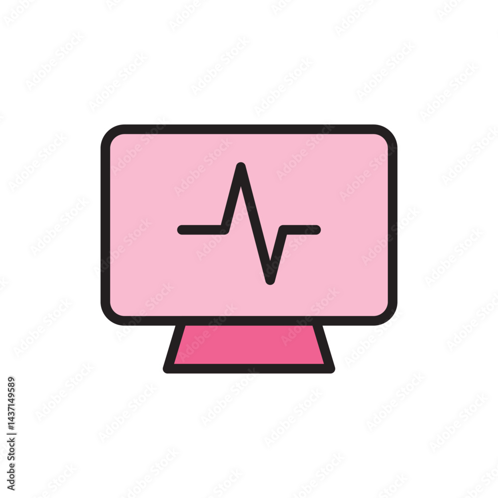 Pink Medical Monitor Icon Displaying Heartbeat Graph for Health Monitoring and Vital Signs Analysis Pink Medical Monitor Icon Displaying Heartbeat Graph for Health Monitoring and Vital Signs Analysis
