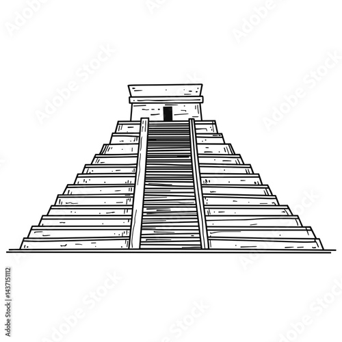 Chichen Itza Pyramid in Minimalist Style  