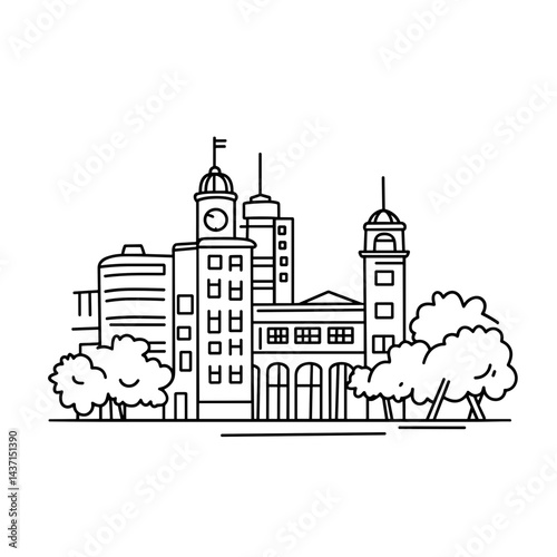 Buenos Aires city skyline illustration with trees  
