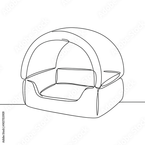 Cozy pet bed design in minimalist line art style  