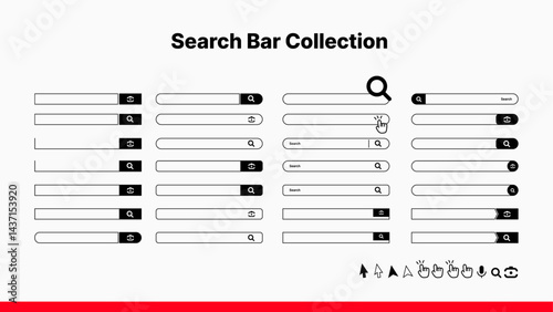 Simple and Easy-to-Use Search Icons, Search Bar, Search Box, Search Button Vector Set